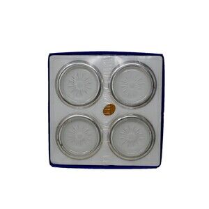 Leonard Genuine Crystal and Silver Plate Coaster Ashtray Set - Made in Italy